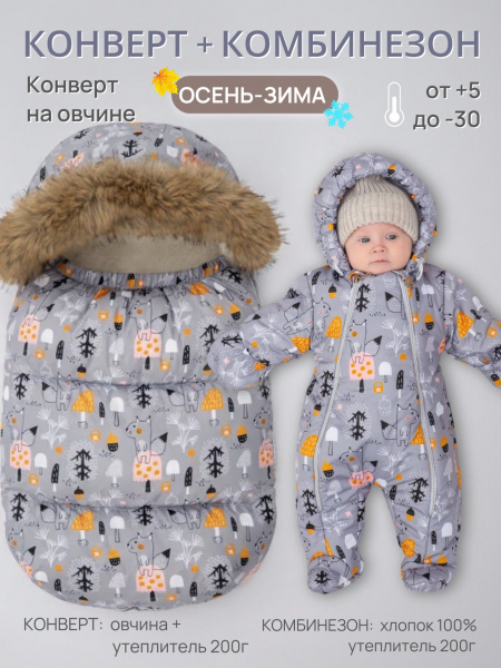 Комплект на выписку зимний с опушкой (белки)